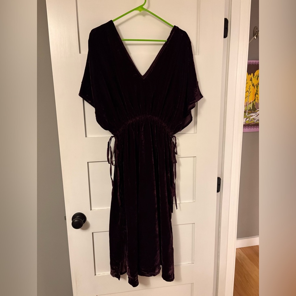 World Market Women's Velvet Midi Dress in Rich Purple